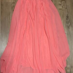 Elegant Coral Chiffon Maxi Skirt